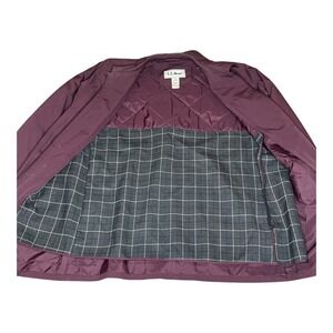 LL Bean Women's‎ Burgundy Plaid Lined Trench Coat Medium Water Resistant Outdoor